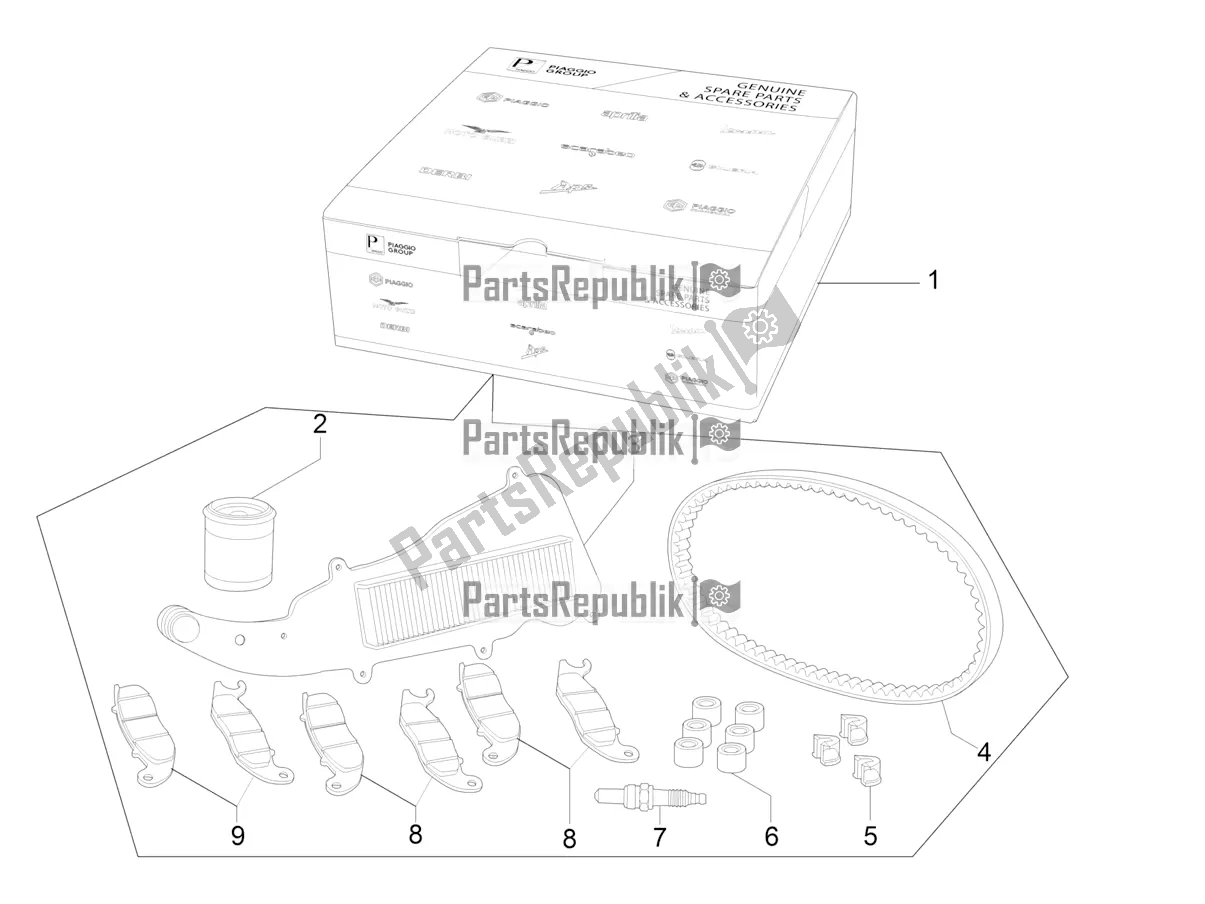 Complete wear and maintenance kit spare parts for Piaggio MP3 300 HPE